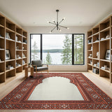 Ornate Red Moroccan Arch Area Rug