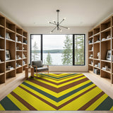Bold Yellow Chevron Striped Area Rug
