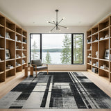 Black and White Geometric Modern Black White Grid Area Rug