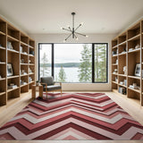 Layered Pink Chevron Geometric Area Rug