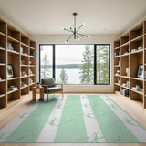 Mint Green Striped Abstract Organic Area Rug