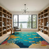 Playful Underwater Fish Coral Area Rug