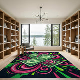 ODIKA Washable Neon Money Graffiti Area Rug - Non-Slip Low Pile Home Decor