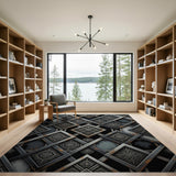 ODIKA Vintage Distressed Mandala Washable Rug - Non-Slip Low Pile Geometric Area Rug