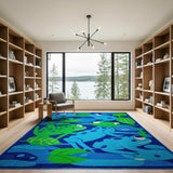 Playful Cartoon Frogs and Lily Pads Area Rug