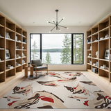 Abstract Fluid Shapes Beige Area Rug