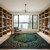 Vintage Teal Mandala Star Area Rug