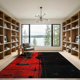 Red Glitch Guitar Geometric Area Rug