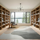 Abstract Area Beige and Neutral Wavy Beige Neutral Abstract Area Rug