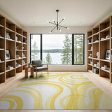 Swirling Yellow Abstract Area Rug