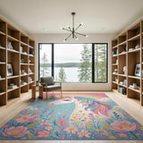 ODIKA Magic Unicorn & Rainbow Washable Kids Rug - Low Pile Non-Slip Nursery Decor