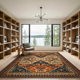 Terracotta and Navy Persian Area Rug