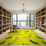 Vibrant Yellow Banana Fruit Pattern Area Rug
