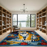 Majestic Golden Tiger Landscape Area Rug