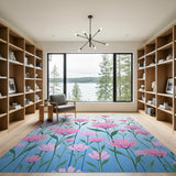 Pink Pink Cosmos Floral Area Rug