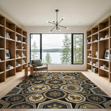 Tribal Animal Hexagon Gold Area Rug