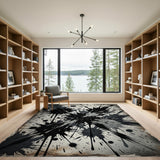 Distressed Black Ink Splatter Area Rug