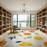 Vibrant Citrus Fruit Scatter Area Rug