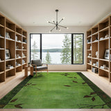 Emerald Green Leaf Branch Border Rug