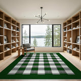 Classic Green White Plaid Checkered Rug