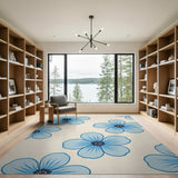 Vintage Blue Anemone Floral Area Rug