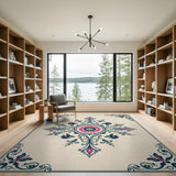 Multi-color and Patterns Ornate Pink Medallion Persian Area Rug