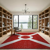 Bold Red White Geometric Cross Area Rug