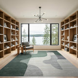 Teal Abstract Geometric Modern Area Rug