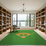 Geometric Modern Baseball Diamond Green Area Rug