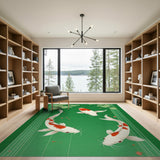 Serene Koi Fish and Leaves Green Area Rug