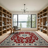 Red Persian Floral Medallion Red Area Rug