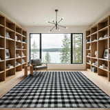 Black White Checkered Woven Area Rug