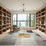 Gold and Silver Modern Geometric Grey Gold Area Rug