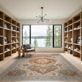 Ivory Rust Medallion Persian Area Rug