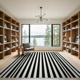 Bold Black White Vertical Stripe No. 5 Area Rug