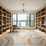 Beige Abstract Marble Wave Area Rug