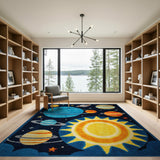 Kids Solar System Space Adventure Area Rug