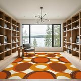 Bold Orange Circle Overlap Area Rug