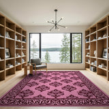 Vintage Pink Floral Damask Area Rug