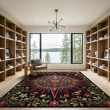 Ornate Sunburst Floral Medallion Rug