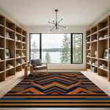 Bold Southwestern Geometric Area Rug in Navy Orange