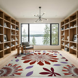 Maroon Purple Abstract Floral Area Rug