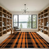 Orange Bold Orange Black Plaid Area Rug