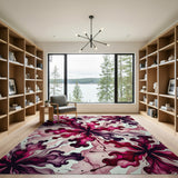 Vibrant Watercolor Pink Floral Area Rug