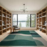 Green Geometric Wave Area Rug