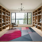 Modern Geometric Pink Grey Area Rug