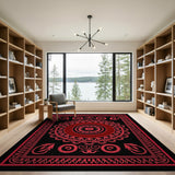 Bold Red Mandala Persian Area Rug