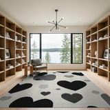 Modern Black Heart Scatter Area Rug