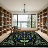 Vibrant Green Blue Butterfly Insect Rug