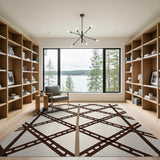 Brown Trellis Lattice Area Rug on Beige